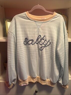 Simply Southern Light Blue & Cream Crewneck Sweatshirt